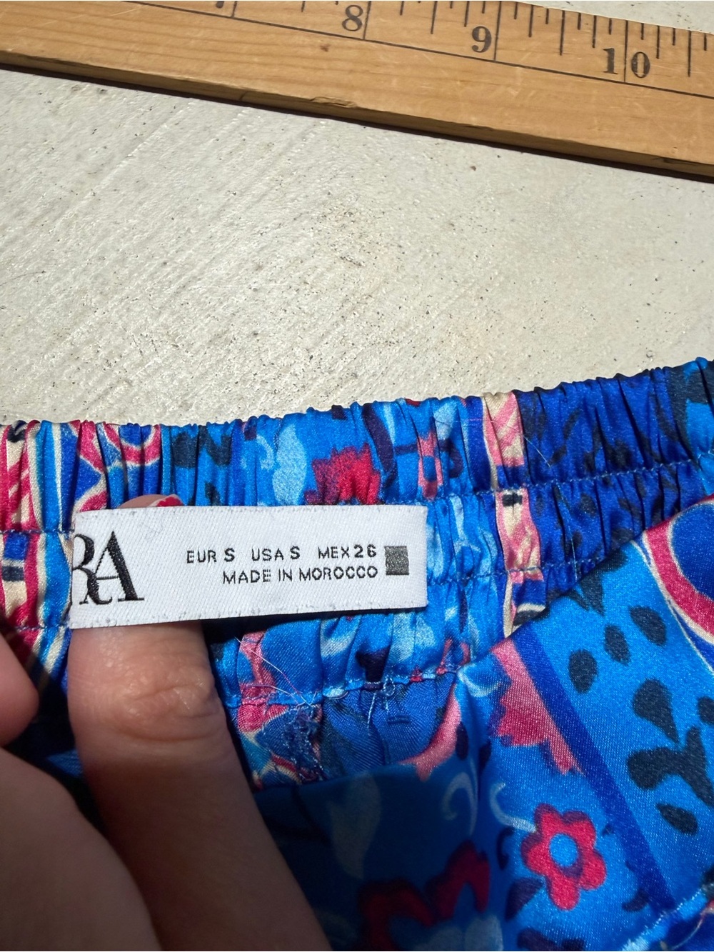 Zara Blue Multi-Pattern Wide-Leg Pants - Picture 11 of 14